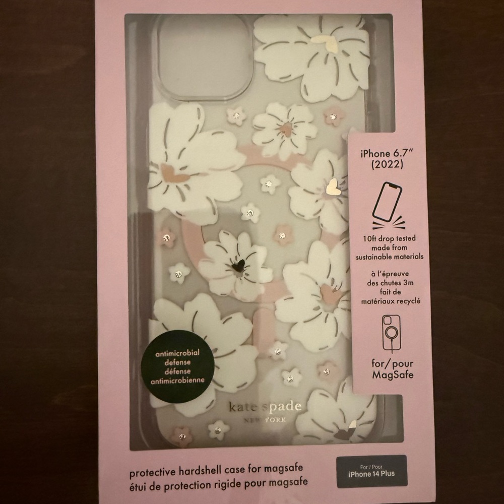 kate spade Pink and White Floral iPhone 14 Plus Case